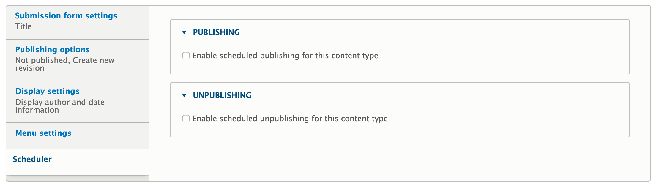 Using Scheduler to enable scheduled publishing and unpublishing