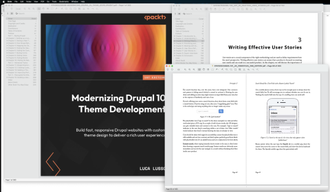 A screen shot showing three large PDFs open in Skim, an open source PDF reader