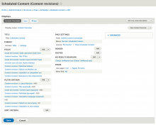 The edit page for Drupal's Scheduled Content View